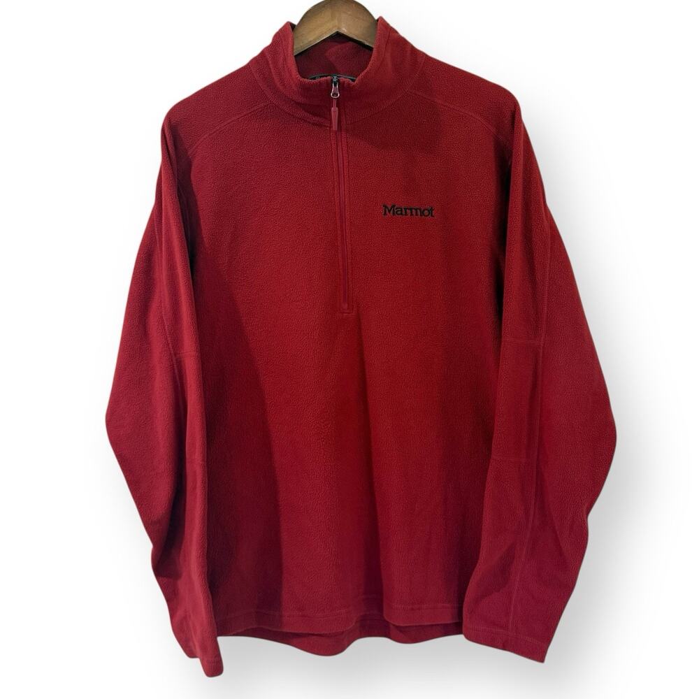 Marmot Mens Rocklin 1/2 Zip Fleece Pullover Size M Brick Red Maroon Lightweight